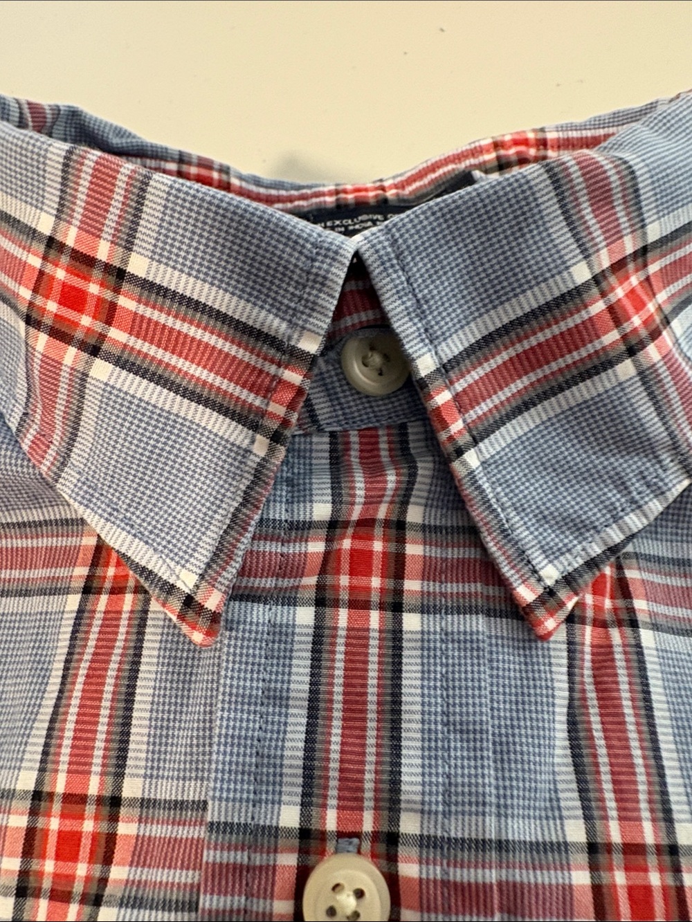 Daniel Cremieux. Button-Down Plaid Shirt Jacket in Light Blue and Red